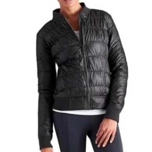Athleta Jackets & Coats Athleta Dobby Black Goose Down Puffer